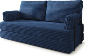 Masseno Sofa piankowa SILAR z funkcją spania, Kanapa z pianki do salonu, Bezmontażowa, Tkanina sztruksowa – Niebieski TILIA 77