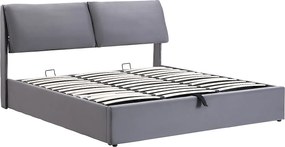 Łóżko z weluru - 160x200cm - z 3 szufladami - Szare (bez materaca)