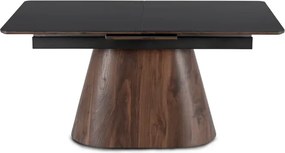 Stół Rozkładany Prostokątny LIZBONA 160-200 cm Ceramiczny Czarny/Orzech do Jadalni Loft