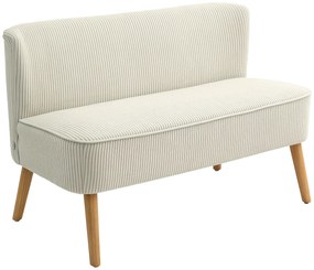 HOMCOM Dwuosobowa Kanapa, Miękkie Siedzisko, Łatwa w Utrzymaniu, Obciążenie do 150 kg, 117 x 56,5 x 77 cm, Kremowy