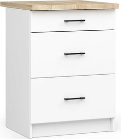 Szafka kuchenna AKORD S60 z blatem system OLIWIA Biała 60 cm 3 szuflady kolor Biały mat 60x46x85 cm