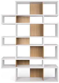 Biały regał z jasnobrązowymi detalami TemaHome London, wys. 220 cm