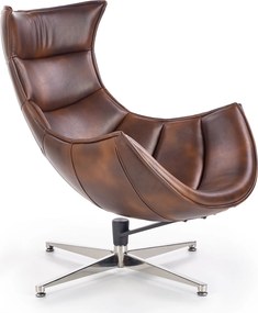 Brązowy fotel wypoczynkowy ze skóry Luxor