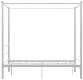 Białe podwójne łóżko z baldachimem 140x200 cm H7-R21