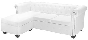Biały narożnik z leżanką w stylu Chesterfield, lewostronny - Xavier 4Q
