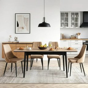 Stół Rozkładany Prostokątny SAMER 120-160 cm Ceramiczny Dąb/Czarny Nowoczesny