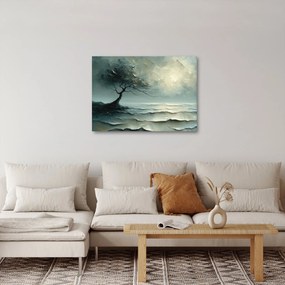 Obraz - Obraz olejny przedstawiający drzewo z oceanem (70x50 cm)