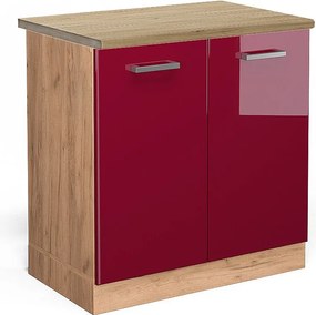 Szafka pod zlew czerwony połysk 80x60x81.6 r-line
