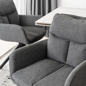 Krzesło Tapicerowane Obrotowe do Salonu PAUL Ciemnoszare Nowoczesne