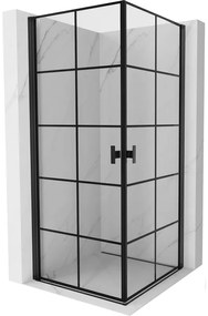 Mexen Mist-B Duo kabina prysznicowa uchylna 100 x 100 cm, czarna kratka, czarna - 8A2-100L-100P-70-77