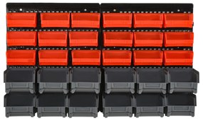 DURHAND Półka magazynowa 30 skrzynek Organizacja warsztatu Czerwony Szary Czarny | Aosom PL