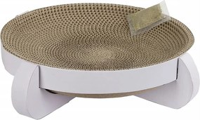 Legowisko do drapania dla kota Kerbl Platinum 35x35x10 cm białe z kocimiętką, tektura falista nadająca się do recyklingu, wytrzymała podstawa