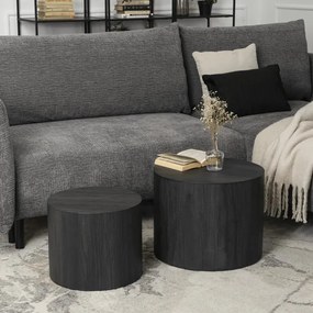 Zestaw Stolików Kawowych LEILA 38 cm/48 cm Czarny Loft