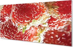 Szkło do Kuchni na Ścianę Truskawki w Kroplach Wody