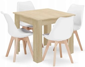 Komplet kwadratowy stół dąb sonoma z 4 białymi krzesłami - Camino 3X