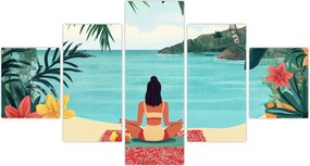 Obraz - Joginka na plaży (125x70 cm)