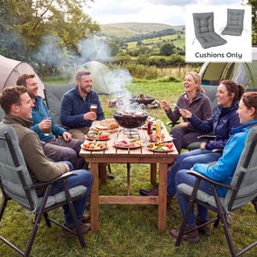 Outsunny Poduszki ogrodowe z oparciem i paskami, wodoodporne poduszki do wnętrz i na zewnątrz, jasnoszary | Aosom PL