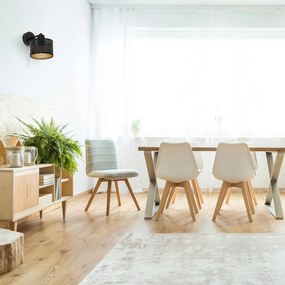 Czarny kinkiet z włącznikiem jednopunktowy z czarnym abażurem SHWD-BE-