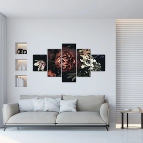 Obraz - Ciemne kwiaty (125x70 cm)