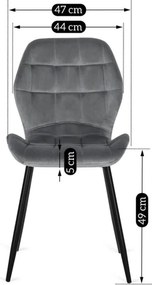 Zestaw Stół Okrągły Rozkładany DORIAN 80-160 cm Dąb Rustykalny/Czarny i 4 Krzesła Tapicerowane do Jadalni LUCKY Szare Welurowe