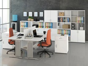 Biały dwustanowiskowy komplet mebli biurowych T1-T33