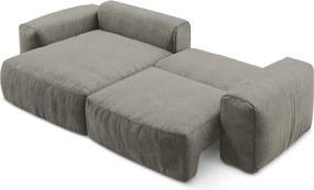 Szary rozkładany narożnik z tkaniny szenilowej (lewostronny/z szezlongiem) Kuki – Makamii