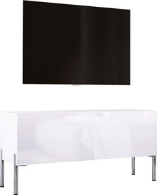 Szafka pod telewizor w kolorze matowo-białym / błyszczącym, chromowane nóżki, 100 x 52 x 32 cm