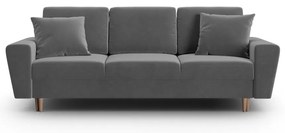 Jasnoszara aksamitna rozkładana/ze schowkiem sofa 235 cm Kyoto – Cosmopolitan Design