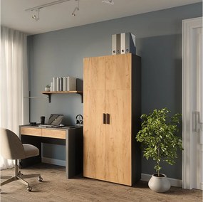 Półka na akta antracyt/złoty dąb 80x37x183.8 frank