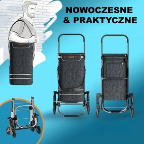 Torba na zakupy na kółkach do schodów COMFORT, 50l, czarna Jurhan