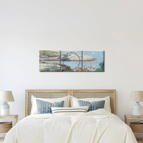 Obraz - Childe Hassam, Poppies,  Isles of Shoals, reprodukcje (z zegarem) (90x30 cm)