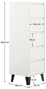 Komoda BOGAN 5S40, biała