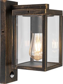 Lampa ścienna zewnętrzna antyczne złoto z czujnikiem ruchu IP44 - Charlois