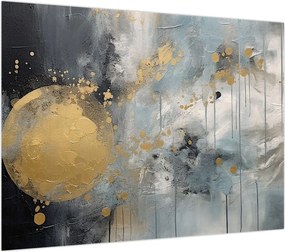 Obraz - Abstrakcja ze złotą kulą (70x50 cm)