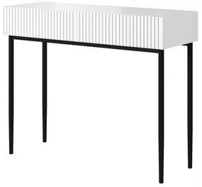 Toaletka Nicole 100 cm z szufladami - biały mat / czarne nóżki