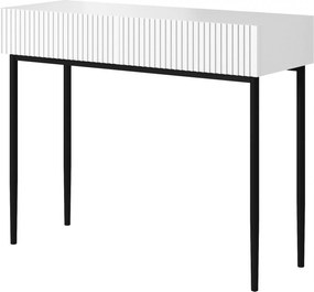 Toaletka Nicole 100 cm z szufladami - biały mat / czarne nóżki