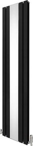 Grzejnik i zawory z płaskim lustrem - 1800 mm x 425 mm - czarny