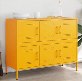 Żółty bufet musztardowy zimnowalcowany ze stali z dużą przestrzenią do przechowywania i regulowanymi nogami