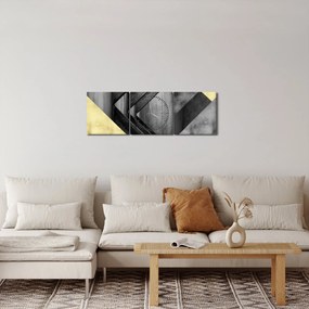Obraz - Teksturowane kształty (z zegarem) (90x30 cm)