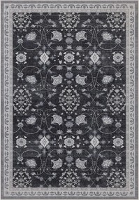 Dywan vintage INKA Floral z Efektem Postarzenia Czarno-Szary 160 cm x 230 cm