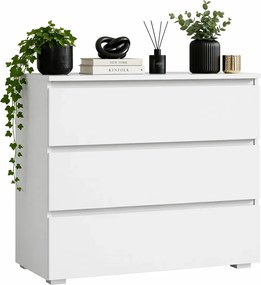 Biała Komoda Z Szufladami Bez Uchwytów 80 Cm B3-E66