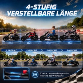 AIYAPLAY Elektryczny gokart dla dzieci 12V z 2 silnikami, 4-stopniowo regulowane siedzenie, system miękkiego startu, koła EVA, reflektory LED | Aosom PL