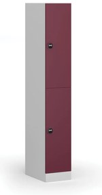 Szafka skrytkowa, 2 schowki, 1850 x 300 x 500 mm, demontaż, zamek RFID, drzwi czerwone