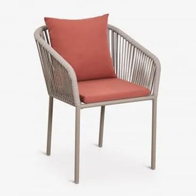 Zestaw 2 Krzeseł Ogrodowych Arhiza Classic Z Aluminiowymi Podłokietnikami I Plecioną Liną Brązowy Moka - Terakota - Sklum