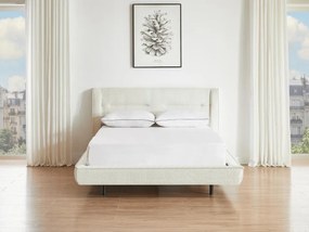 Łóżko 140 x 190 cm - Tkanina z bukli - Beżowy + Materac - ISYDE