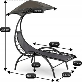 Leżak Ogrodowy z Parasolem CARPA Szary