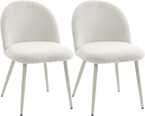 HOMCOM Krzesła do jadalni, krzesła kuchenne, miękkie tapicerowane chenille, 50,5 x 57,5 x 78,5 cm, kremowobiały | Aosom PL