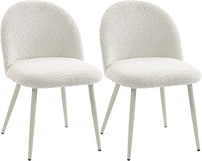 HOMCOM Krzesła do jadalni, krzesła kuchenne, miękkie tapicerowane chenille, 50,5 x 57,5 x 78,5 cm, kremowobiały | Aosom PL