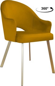 Krzesło Velvet tkanina Welur noga metalowa : Kolor nogi - Złota profil, Kolor tkaniny - VELVET - MG15, Typ siedziska - Siedzisko obrotowe 360°