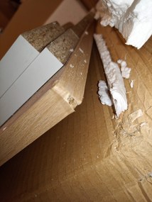 PROMOCJA Biały stół jadalniany z blatem w dekorze dąb sonoma MADO 120x80 II. gatunek